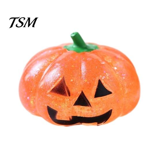 Glitter Pumpkin Desk Toy 1/4Pcs Halloween Stress Relief Toy, Smiling Head Squeeze Clear Fidget Office for Relieve Anxiety Sparkly