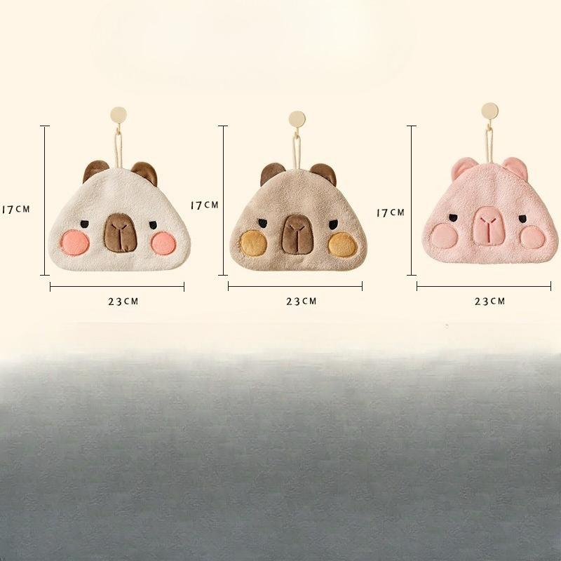 Круглое полотенце для рук из кораллового вельвета «Капибара», Кухонное подвесное двухстороннее впитывающее и быстросохнущее квадратное полотенце