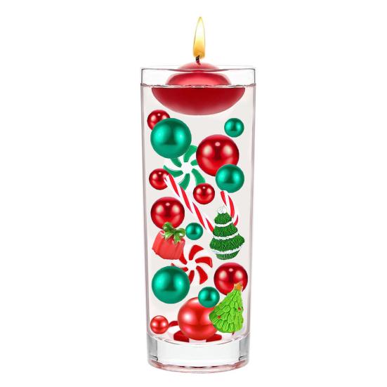 Christmas Vase Filler Decoration Plastic Green Red Cane Canes Water Beads Faux