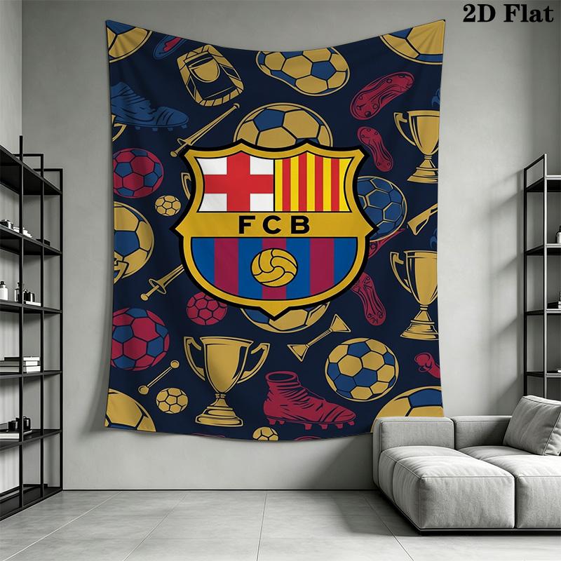 Barcelona Football Crest Pattern Bedding 1 Duvet Cover 2 Pillowcase Without Core Soft And Comfortable Duvet Cover And Pillowcase Bedding Set