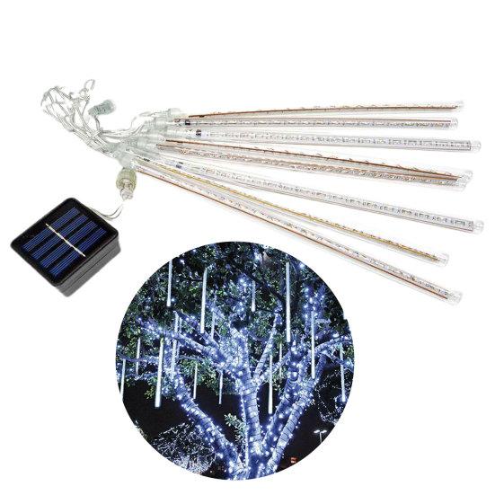 Светодиодный метеорный дождь, 8 лампочек, бусины, 144 солнечных батарей, уличный декор рождественской елки