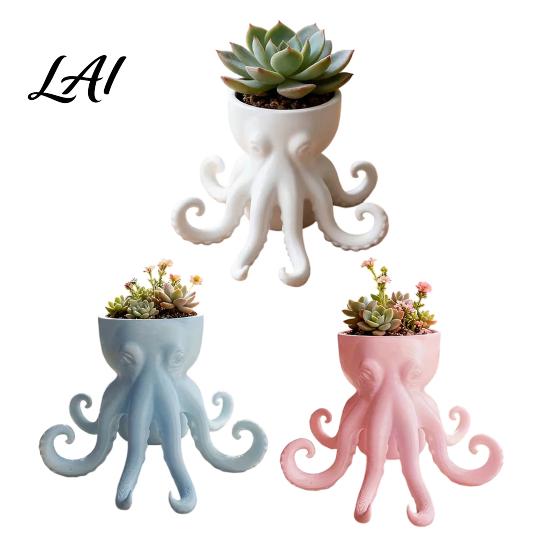Garden Decoration Planter 3D Printed Octopus Vase Shaped Flowerpot Creative Pot Porch Flowerpot Funny Animal Statue for Indoor Outdoor Plants
