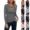 Женская модная однотонная футболка с длинными рукавами, сексуальная, облегающая, с открытыми плечами и низом