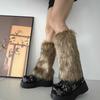 Womens Furry Party Costume Sexy Y2K Faux Furs Fuzzy Long Boots Shoes Cuffs Cover Leg Warmers/Boot Sleeves/Boot Covers