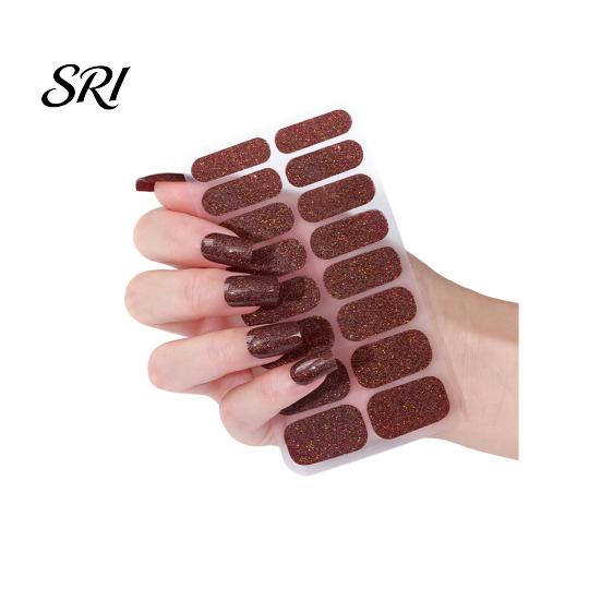 DIY Nail Strip Glitter Polish Strips with File Easy Apply Remove Self Adhesive Women Stickers Full Sticker Home Manicure Art Decoration Wrap Decals