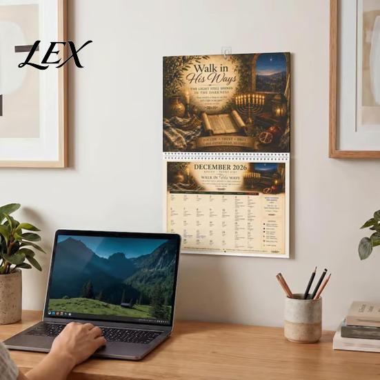 Monthly Biblical Dates 2026-2027 Appointed Times Wall Calendar, Spiral Bound Scripture Illustrated Calendar with Feast Christian Days, Hebrew