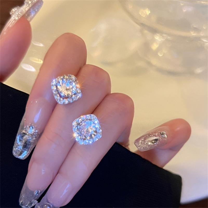 Новые квадратные серьги со стразами для женщин, модные корейские украшения, серьги для повседневной носки для девушек