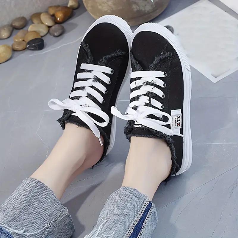 New Summer Women's Platform Canvas Slip-On Shoes - Breathable Lace Up All-Match Footwear