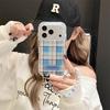 Полупрозрачный клетчатый чехол-цепочка в корейском стиле для iPhone 17/16 Pro Max/15/14