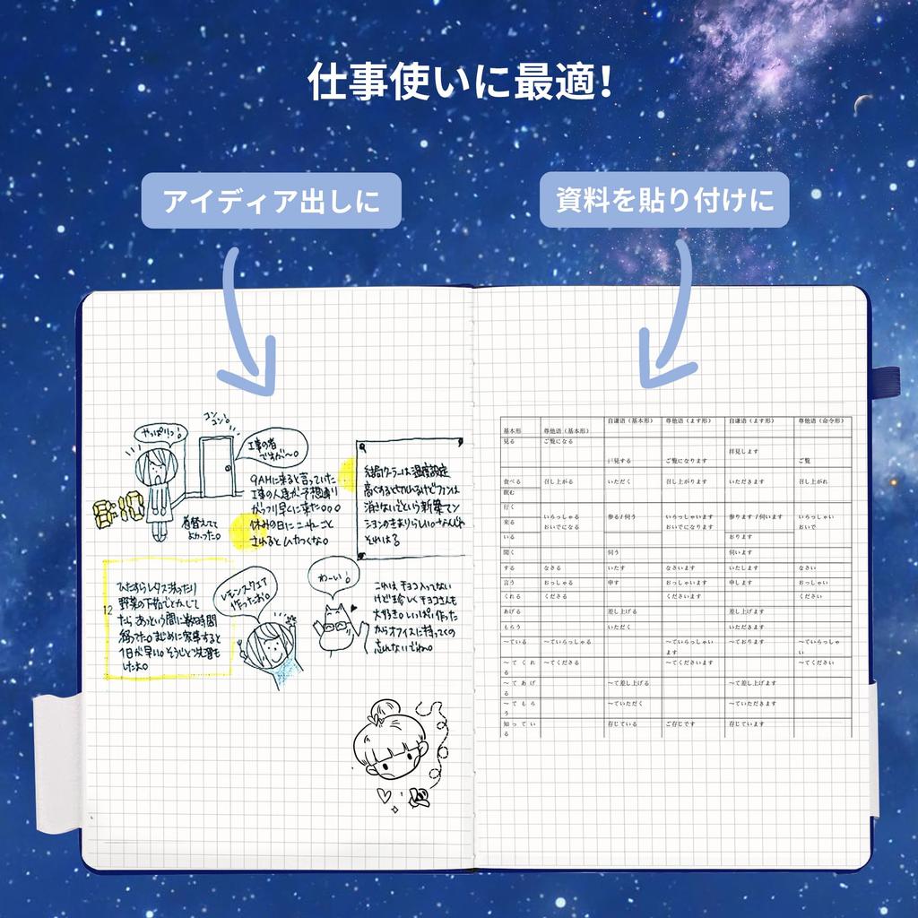 CAGIE 5mm A5 Classic Business x with Pen Navy Notebook, Grid, Notebook, Hardcover, Notebook, Journal, Notebook, 14.5cm 21cm, Holder,