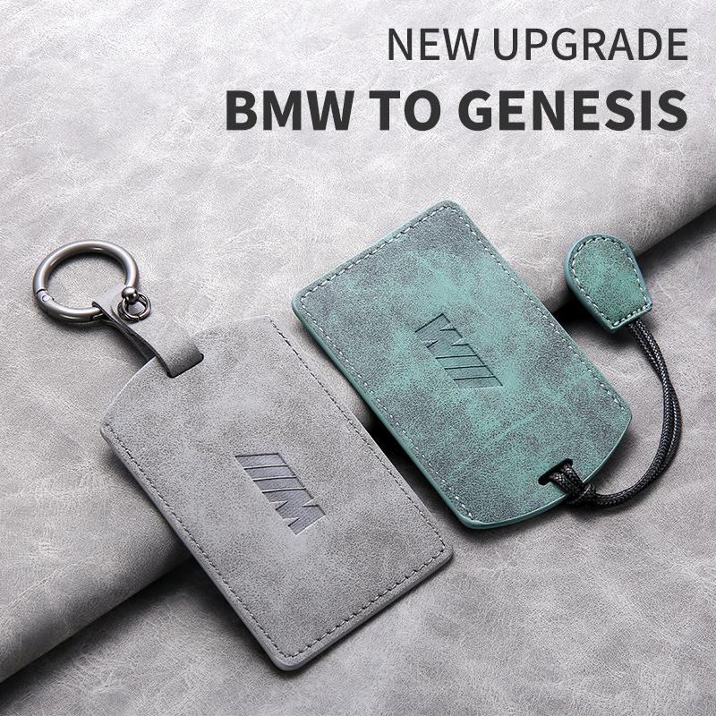 HINW3 Suede Leather Car Smart NFC Card Key Case Cover Shell For BMW M M3 M5 M4 Series X1 X3 X5 X6 X7 535le Keychain Holder Accessories
