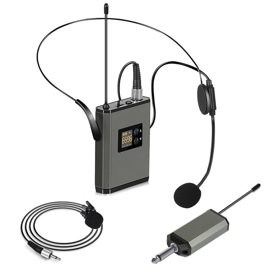 UHF Wireless Microphone Lavalier Lapel Mic Mini Receiver Transmitter Headset Set