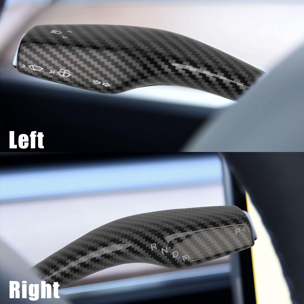 Interior Remodel Carbon Fiber Car Column Shift Knob Cover Decor Armor Steering Rod For Tesla Model 3 Y ABS