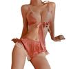 Satin Camisole Pajamas Top and Bottom Open Crop Sexy Innerwear 8590 Coral [LanBuff] Set, Back, Cami, Shorts, Women's Nightwear, Loungewear, Sleepwear,