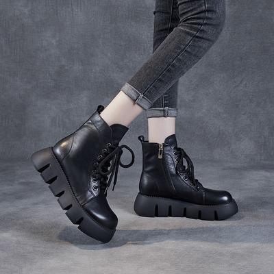 Модные женские ботильоны на щиколотке на молнии, на толстой платформе, байкерские, черные, ботильоны New Rock, дизайнерские, роскошные, большого размера, теплые, осенние, женские короткие туфли