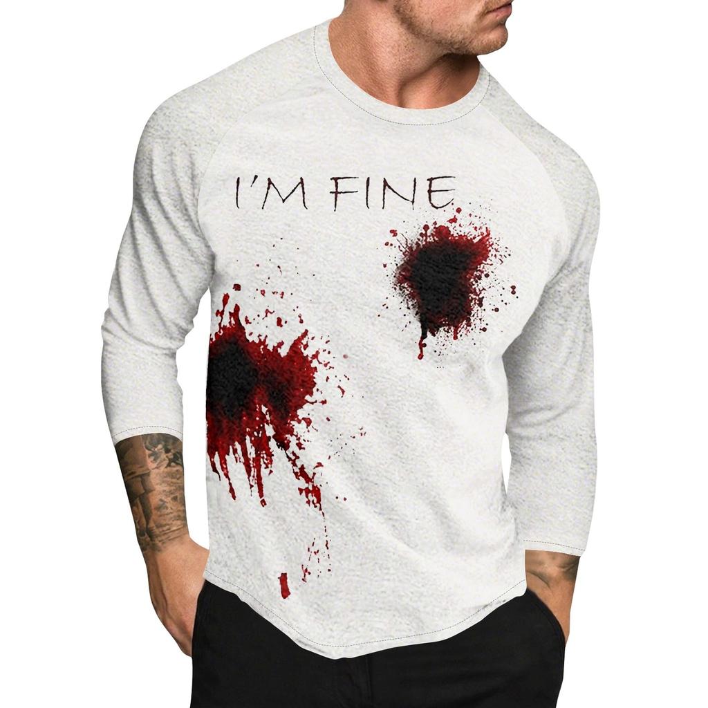 Halloween Print Raglan Sleeve Men's Long Sleeve Top