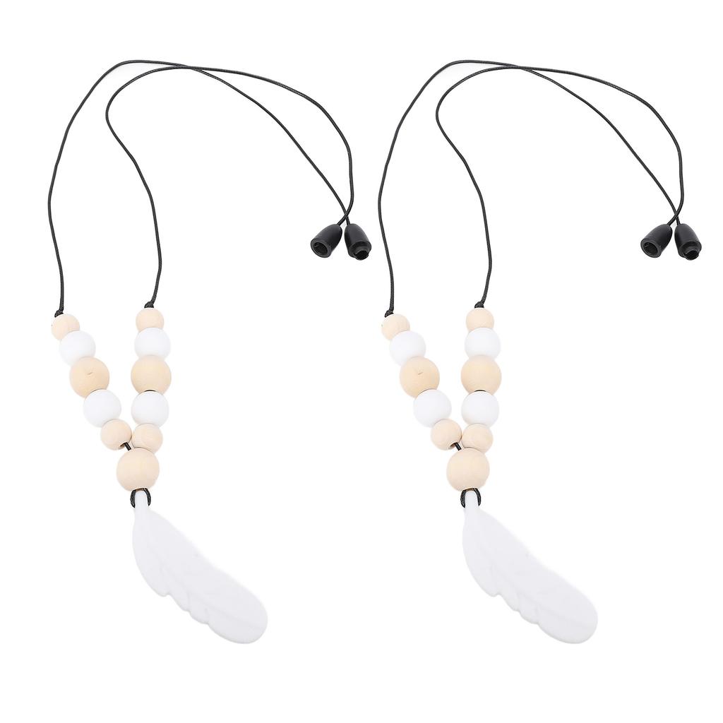 2 шт. Сенсорное ожерелье Уменьшает грызение пальцев Мягкий силиконовый жевательный кулон-ожерелье Подвеска-перо Сенсорное ожерелье