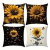 Sunflowers  Butterflies Decorative Pillow Covers Pattern Cushion Cover Suitable For Sofa Bedroom Car Pillow Cover