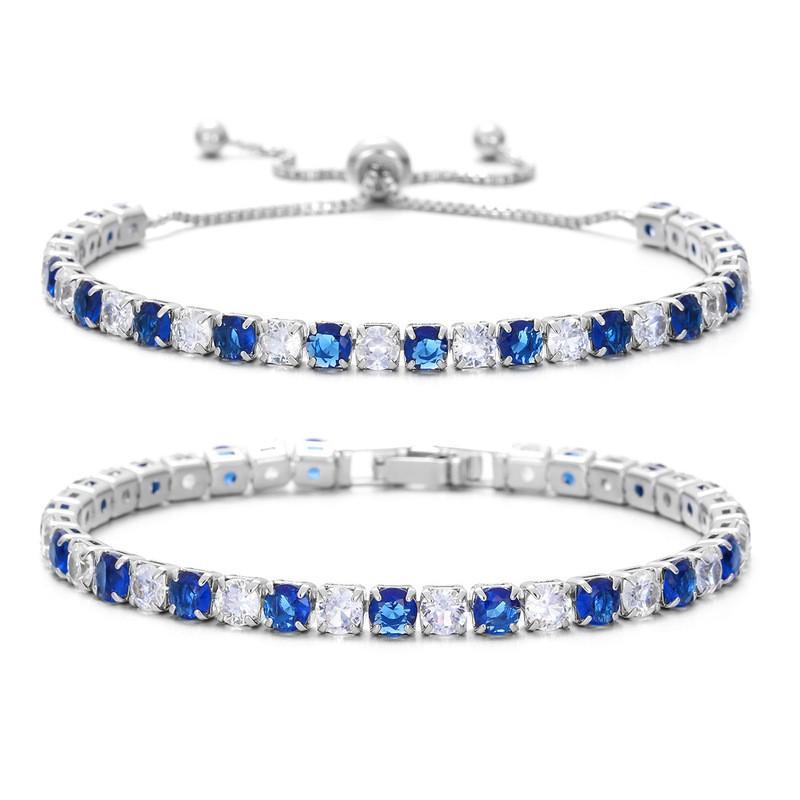 Adjustable Crystal Zircon Tennis Bracelet Women Geometric Design Multi-Color Alloy Jewelry Accessory