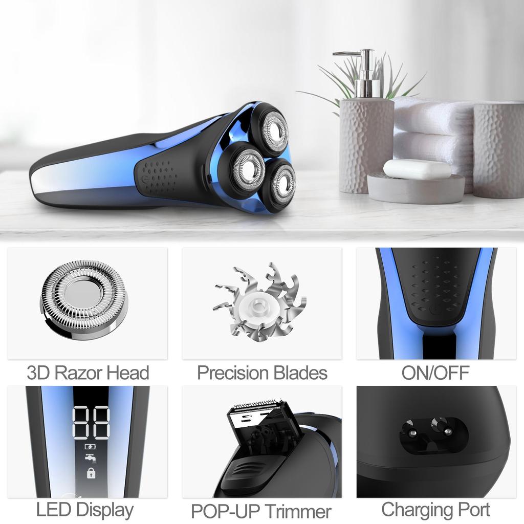 3D Rechargeable Shaver Wet & Dry Rotary Shavers for Men 7569