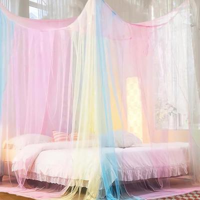 Двуспальная кровать Москитная сетка Тонкий сетчатый балдахин Дышащий 4 Угол Летняя Кровать Штора