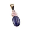 Natural Sodalite Gemstone 925 Solid Sterling Silver Two Tone Pendant 1.75" R8Z90