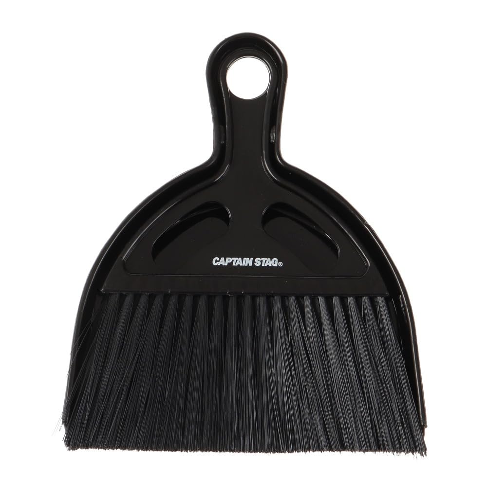 CAPTAIN STAG Dustpan Broom BBQ Tidying Mini Broom Set Black Width 165 X Depth 200 X Thickness 30mm UG-3289