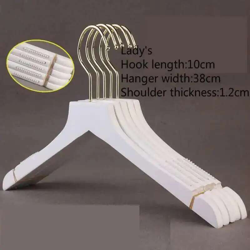 5 шт. Белые вешалки для женской одежды Белые деревянные вешалки для демонстрации одежды в магазине Золотой крючок Корейская версия Индивидуальная гравировка логотипа