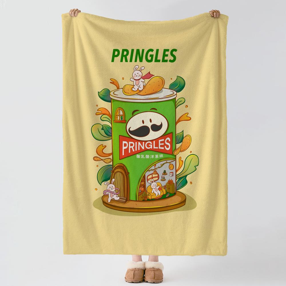 Brand P-Pringles Throw Soft Warm Flannel Blanket, Multi-use Throw for Bed Sofa Office, Air Conditioning Nap Blanket
