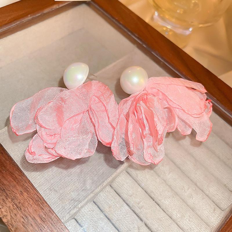 Серьги с розовыми цветами в форме сердца и кошачьим глазом, модные серьги, высококачественные серьги