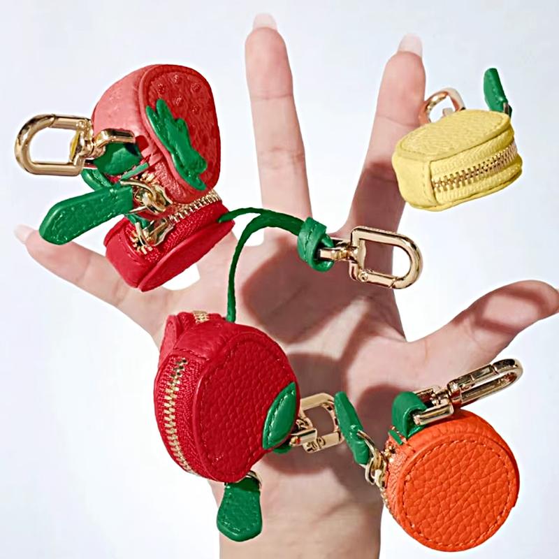 1 шт. Сумка для наушников, кулон в форме фрукта, подходит для защитного чехла Airtag, креативная сумка-орнамент из искусственной кожи, разные формы