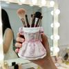 Bow Dress Pencil Cup, Ceramic Desk Organizer, Cute Makeup Brush Holder for Girls Room, Office Gift for Women