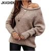 Women's Fashion Casual Solid Color Print Autumn Winter Plus Size Long Sleeve O-Neck Loose Sweaters