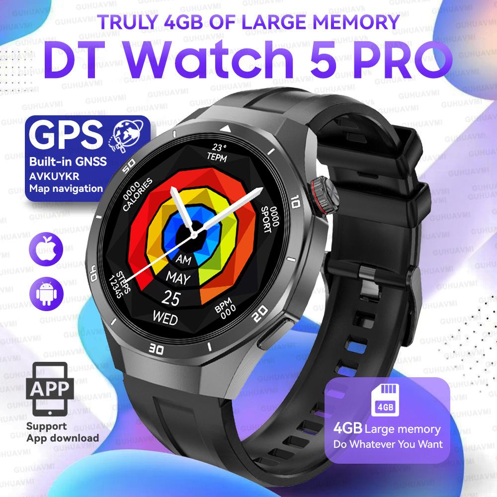 Новые DT Watch5 Улучшенные Ультра Большие 4 ГБ Памяти Умные Часы Мужские GPS Карта MP3/MP4 Плеер Bluetooth Звонок Спорт Мода Умные Часы