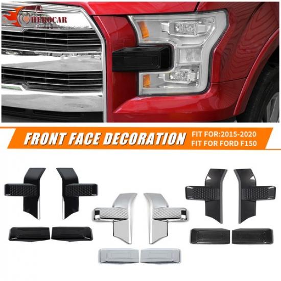 2x Car Front Bumper Headlight Grille Cover Trim for Ford F150 2015+ Accessories