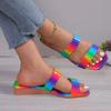 Модная распродажа женской обуви 2024 года, летние новые радужные цвета, женские тапочки большого размера, удобные и дышащие повседневные тапочки
