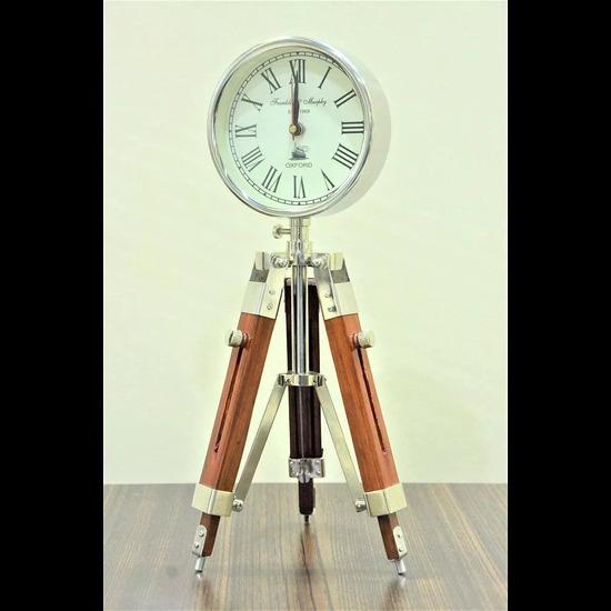 Морское искусство, ручная работа, дизайнерские стильные часы с хромированной отделкой и регулируемым коричневым деревянным штативом, домашний декор