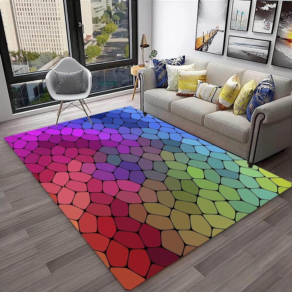 3D Colour Illusion Rainbow Vision HD Carpet Rug for Home Living Room Bedroom Sofa Doormat Decor,kids Area Rug Non-slip Floor Mat