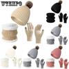 Knitted Yarn Warm and Plush Thick Winter Scarf Gloves Hat Scarf Three Piece Set