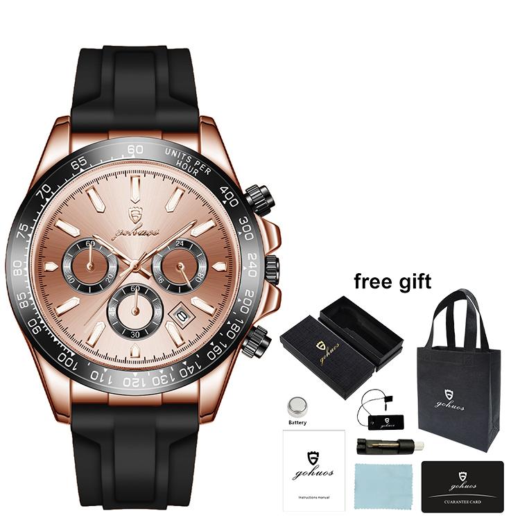 Gohuos 59818 Luxury Mens Wristwatch Waterproof Chronograph Original Quartz Wrist Watch for Men Relojes Para Hombre Montre Homme