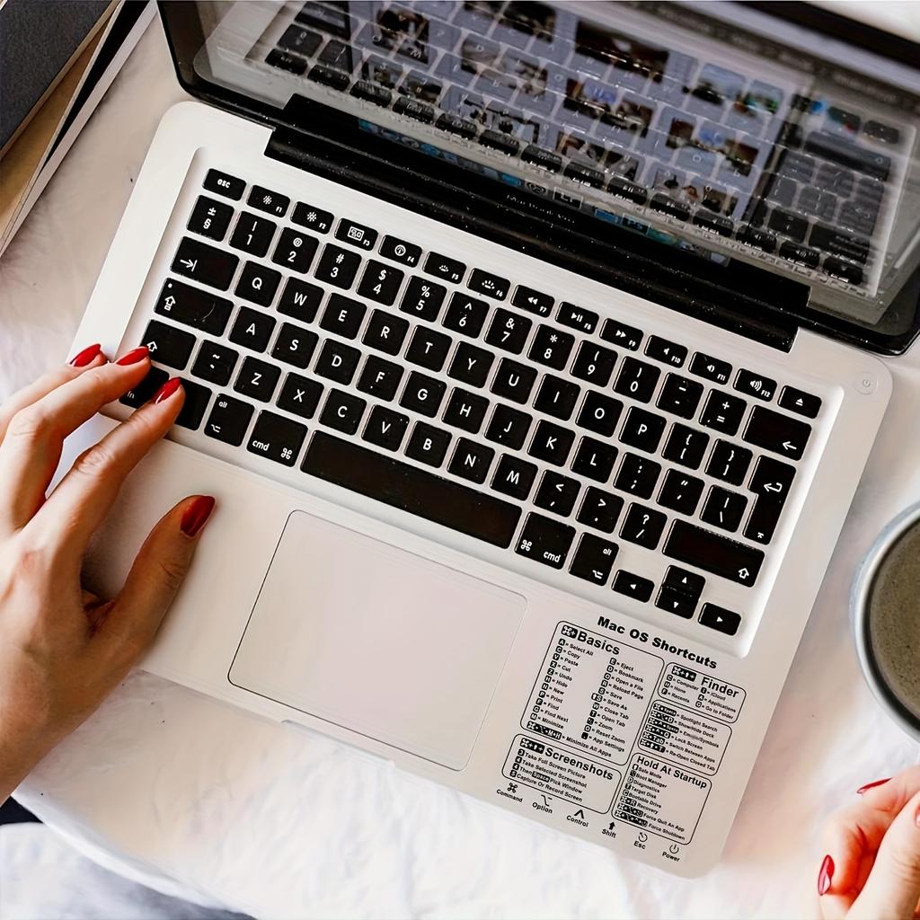Наклейки-шпаргалки для клавиатуры MacBook Pro/Air - Прозрачные, подходят для моделей 13-16", Быстрая навигация и управление приложениями