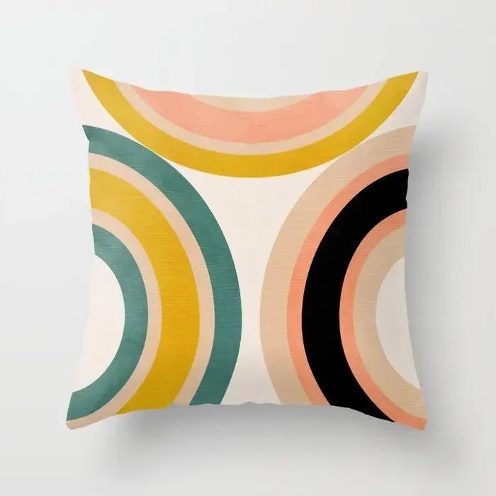 Nordic Morandi Geometric Abstract Rainbow Decorative Home Pillowcase Cushion Cover