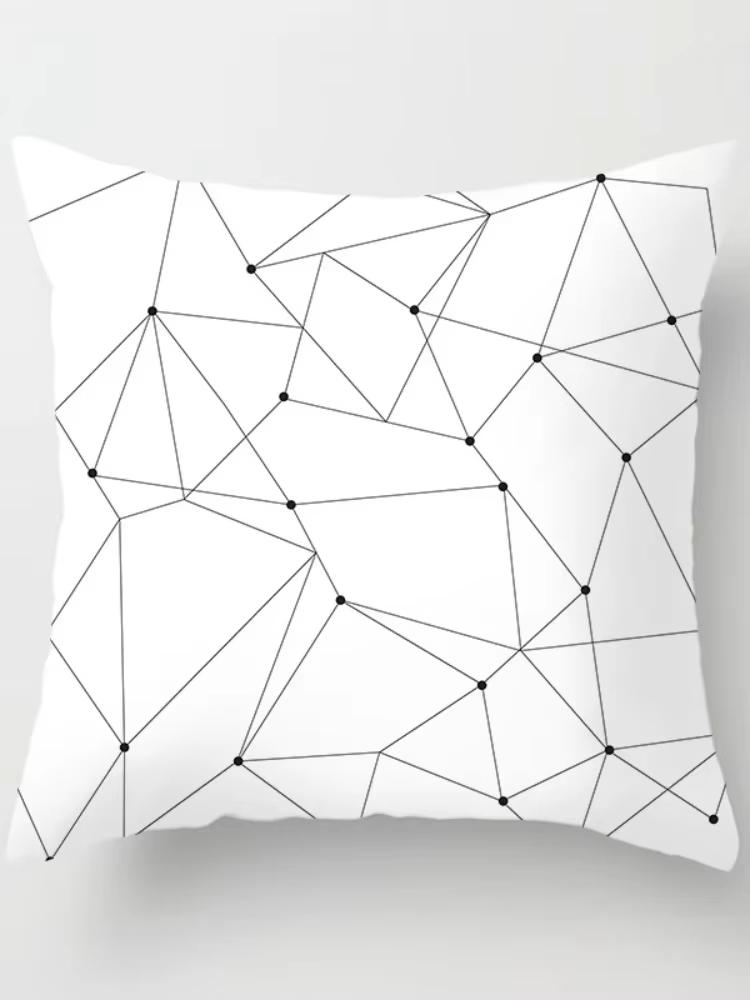 Double Sided Black White Geometric Pillowcase Polyester Striped Cushion Cover for Sofa Living Room and Modern Home Decor