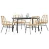 VidaXL 5pcs Garden Dining Set Brown Poly Rattan Glass, Outdoor Dining Set 3334445