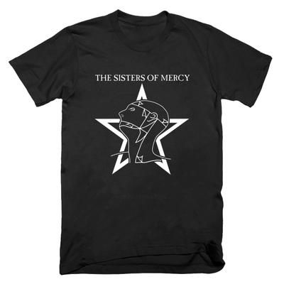 Футболка с блестящим принтом Sisters of Mercy, Хлопковая футболка с коротким рукавом, Винтажный стиль 80-х, Высококачественный модный трендовый топ