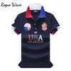 Мужская рубашка поло RogueWave США Королевский Короткий Повседневный Спорт Вечеринка Высококачественный Хлопок Вышивка Роскошный Контрастный цвет Оригинальный дизайн