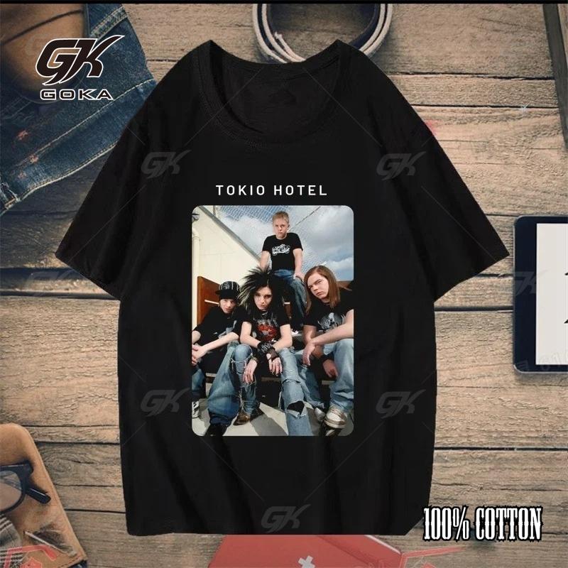 Rock Band Tokyo Hotel Футболка с принтом монограммы Летняя уличная повседневная короткая футболка Одежда Футболка Мужская Женская Крутая Мода