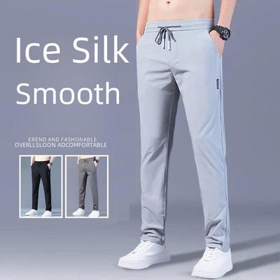 Мужские дышащие брюки Ice Silk Stretch - свободные, облегающие летние брюки