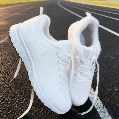 Зимняя мода плюшевые балетки для ходьбы, спортивная обувь, женская повседневная обувь