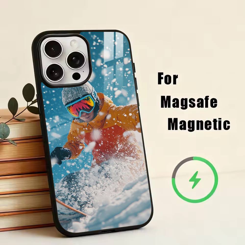 Snow Snowboard Ski -SS  Phone Case For iPhone17,16,15,14,13,12,11 Plus,Pro Magnetic with Magsafe Wireless Charging